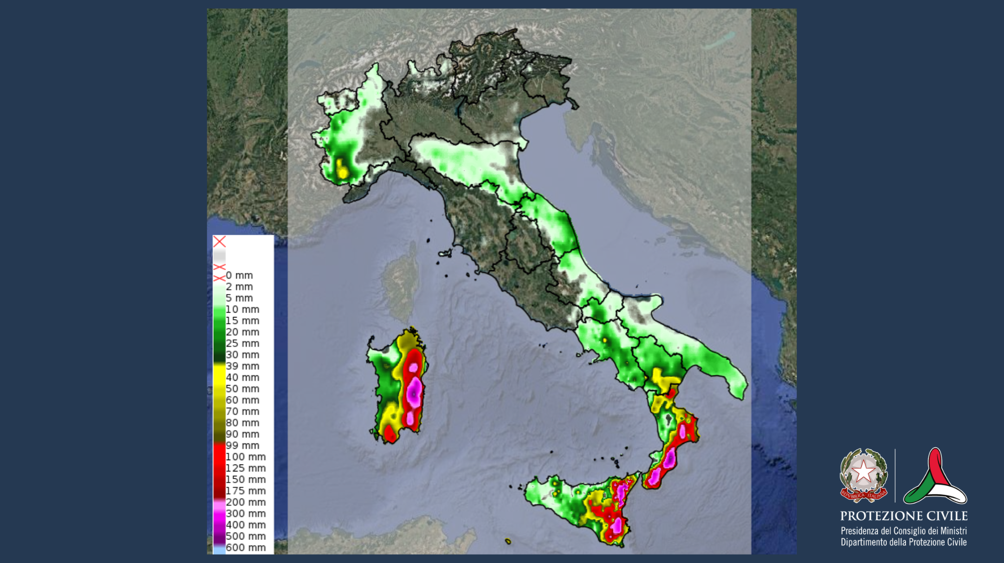 Precipitazioni in Italia - Maltempo in Calabria, Sardegna e Sicilia